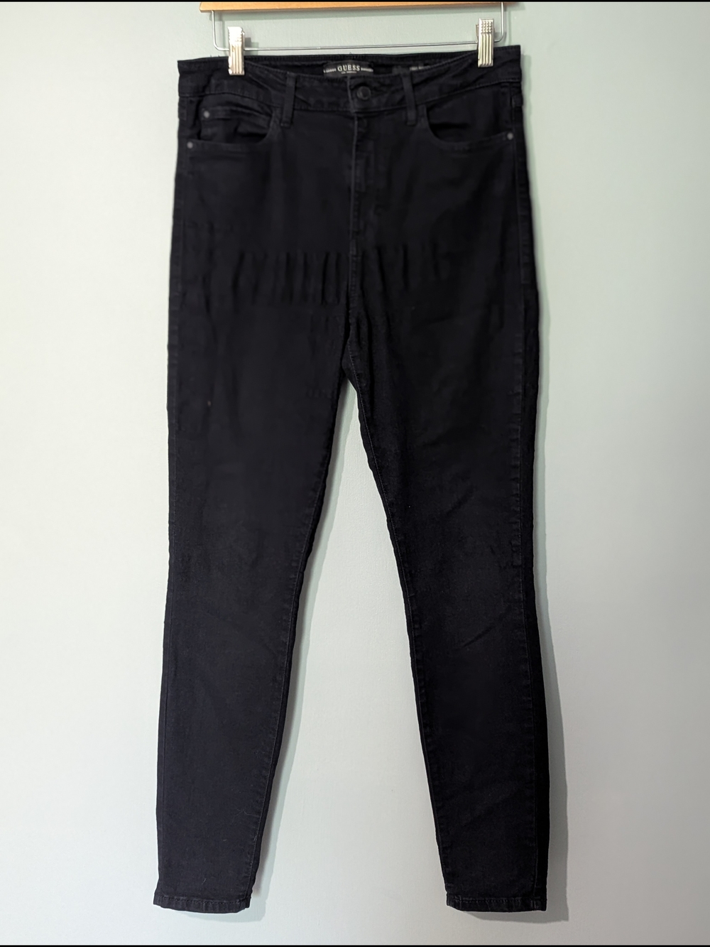 GUESS Women's 1981 Skinny High Rise Black Jeans Goth Casual Rocker Chic